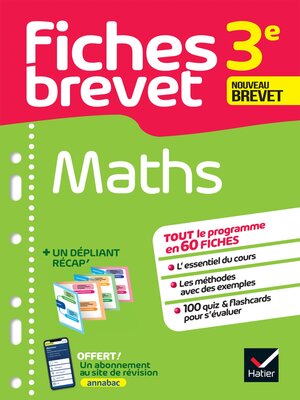 cover image of Fiches brevet Maths 3e Brevet 2024